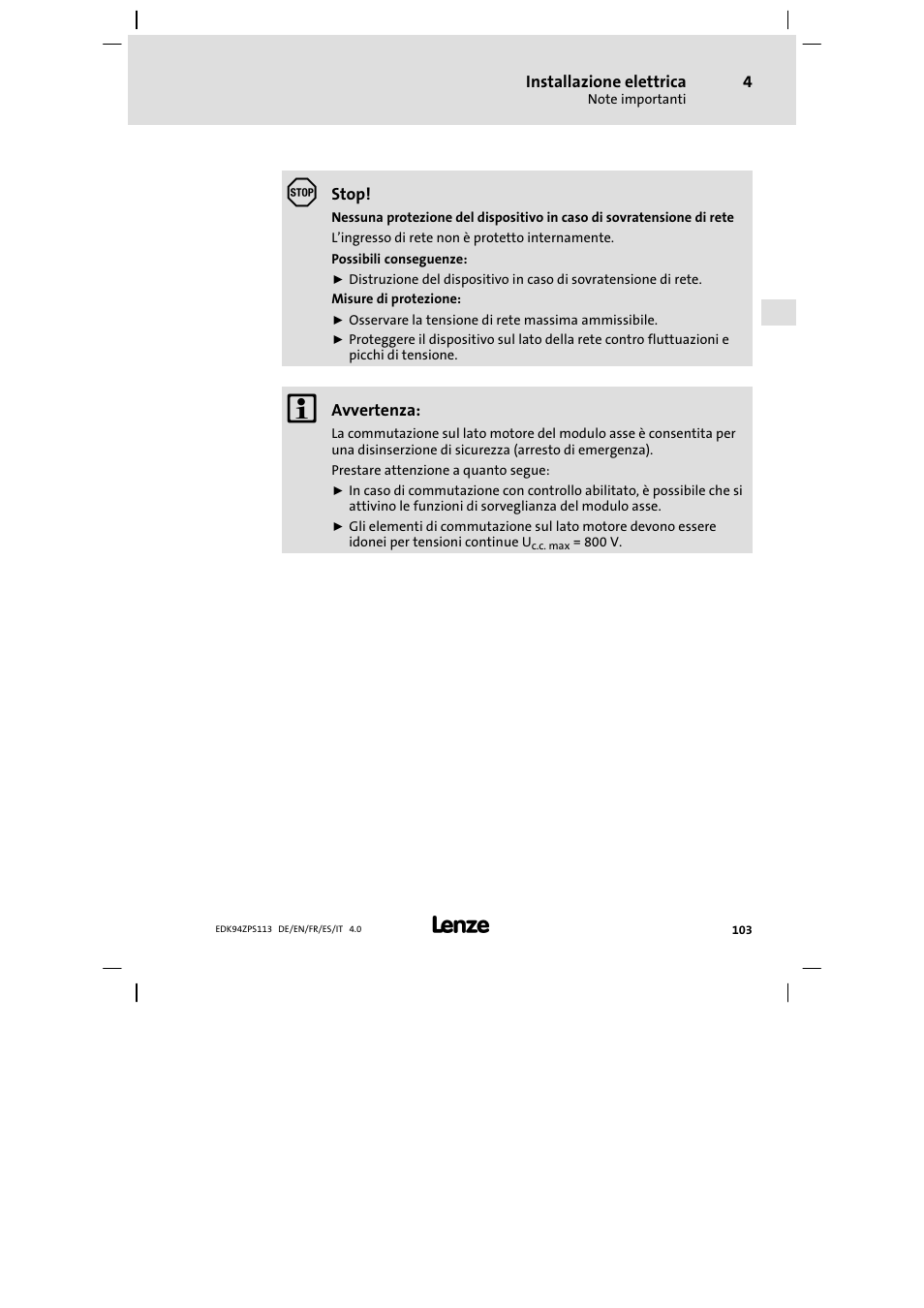 Lenze E94AZPS User Manual | Page 103 / 114