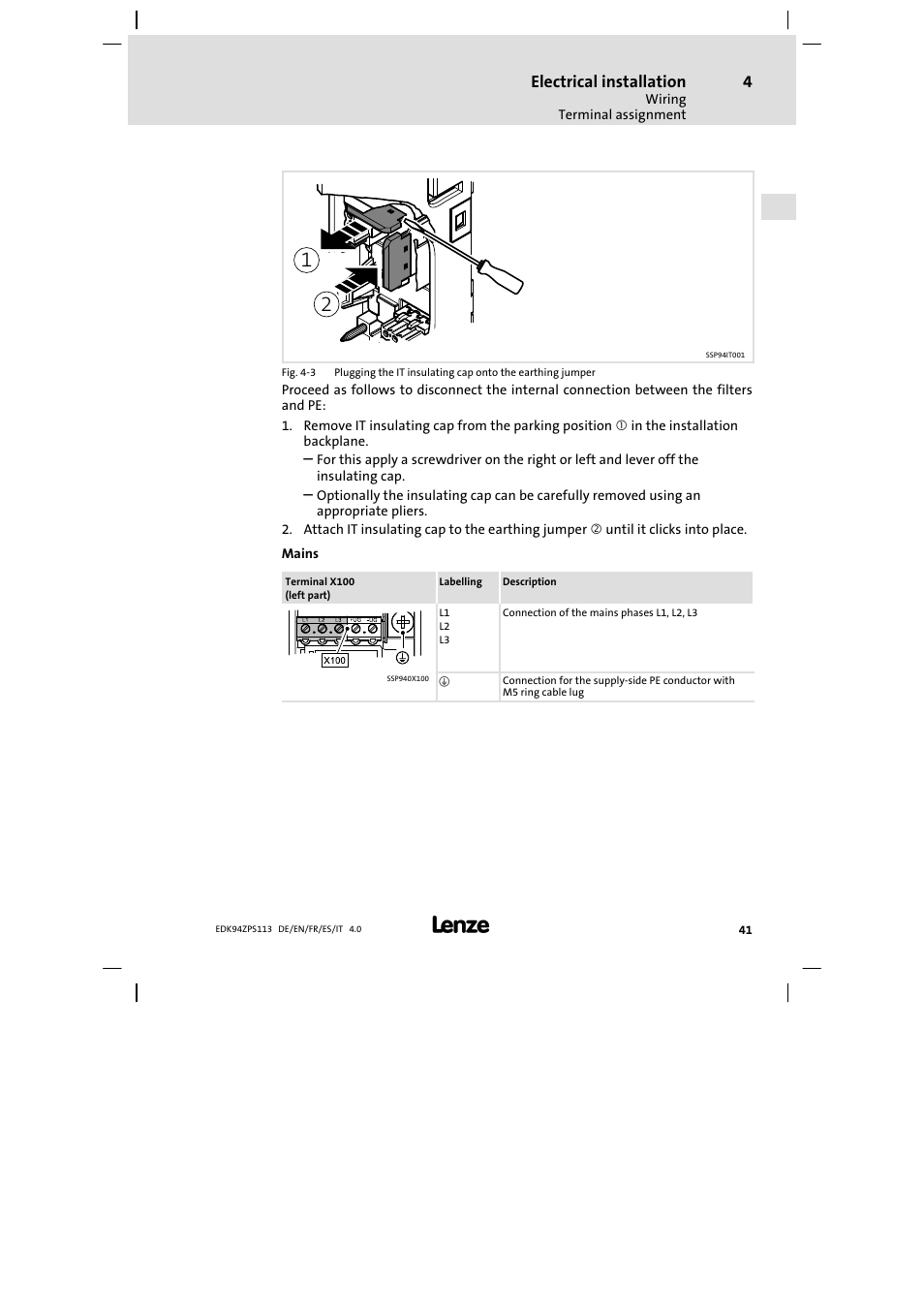 Lenze E94AZPS User Manual | Page 41 / 114