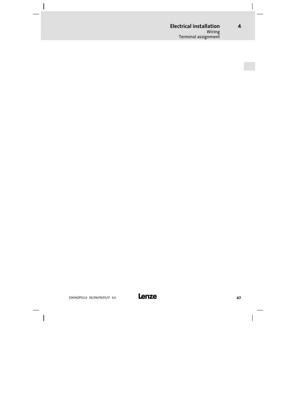 Lenze E94AZPS User Manual | Page 47 / 114