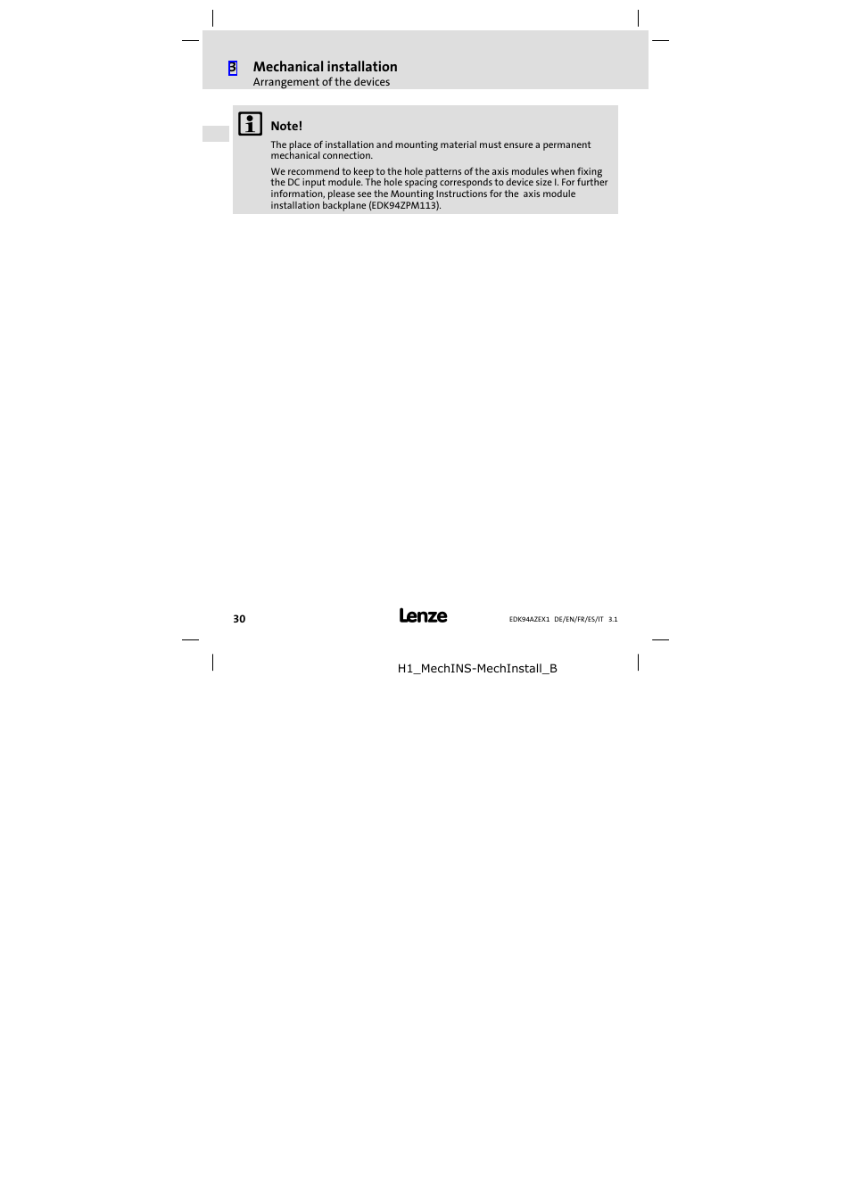 Lenze E94AZEX100 User Manual | Page 30 / 84