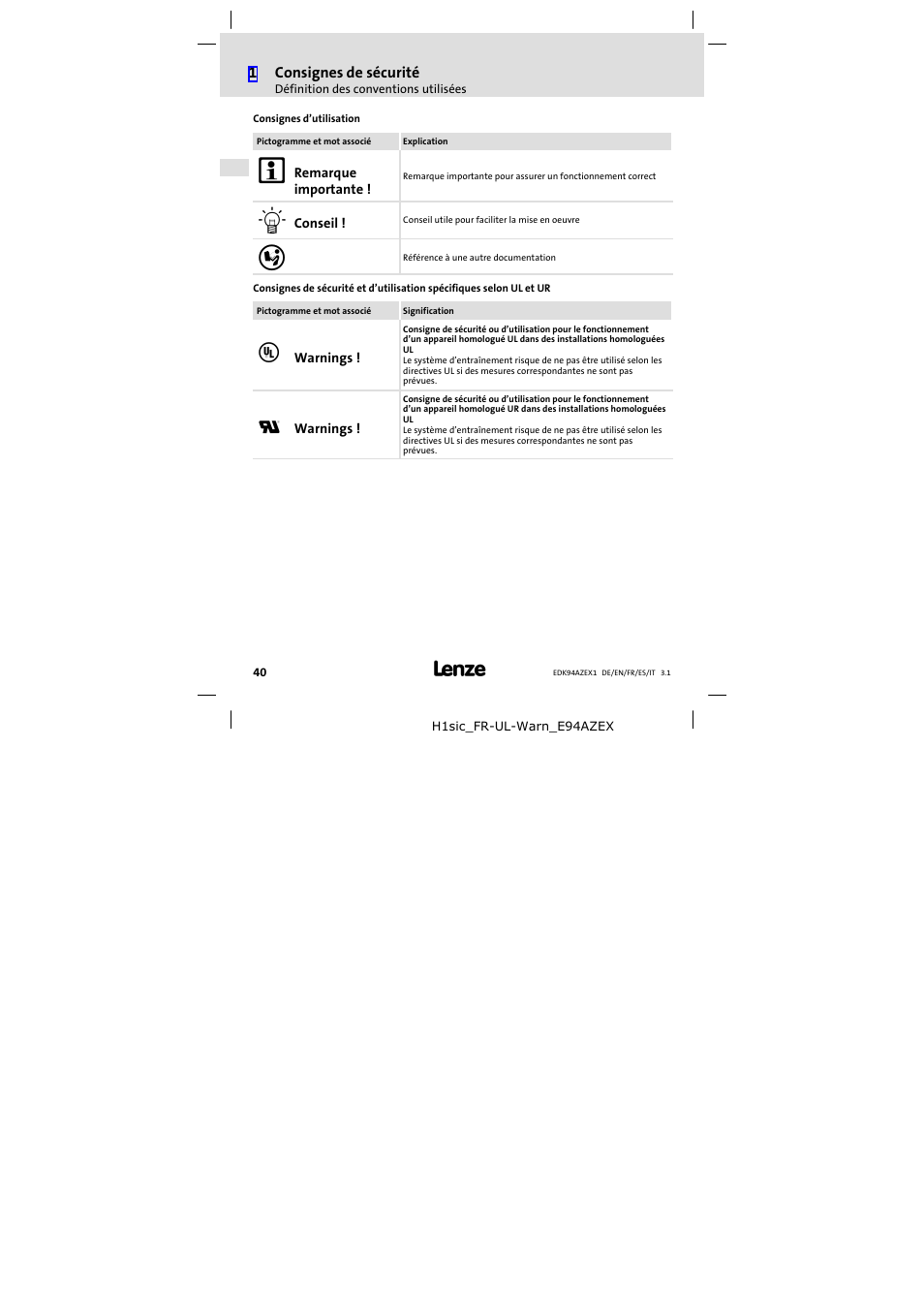 Lenze E94AZEX100 User Manual | Page 40 / 84