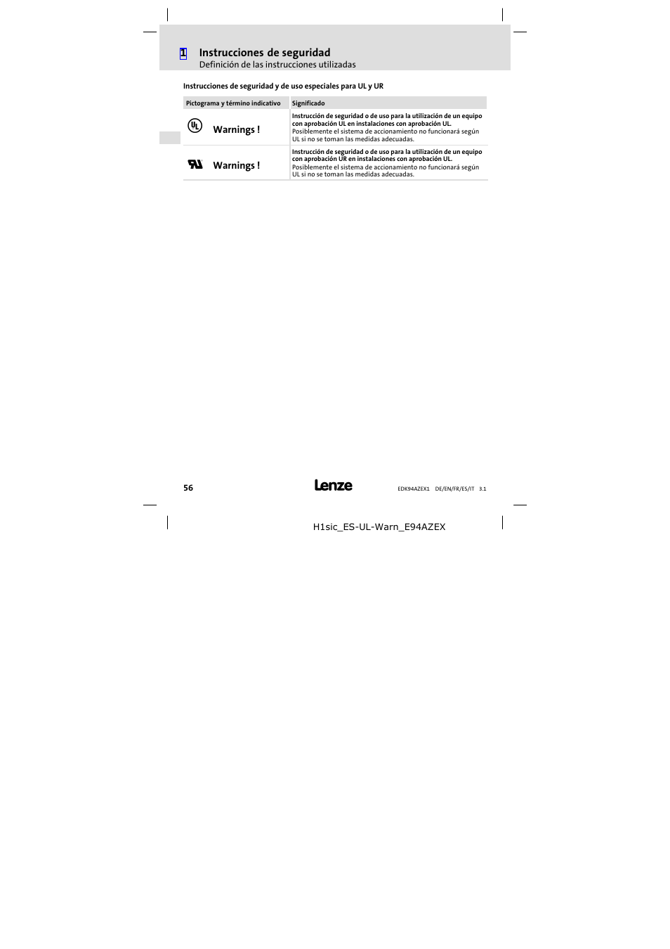 Lenze E94AZEX100 User Manual | Page 56 / 84