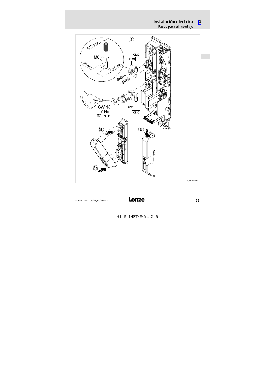 Lenze E94AZEX100 User Manual | Page 67 / 84