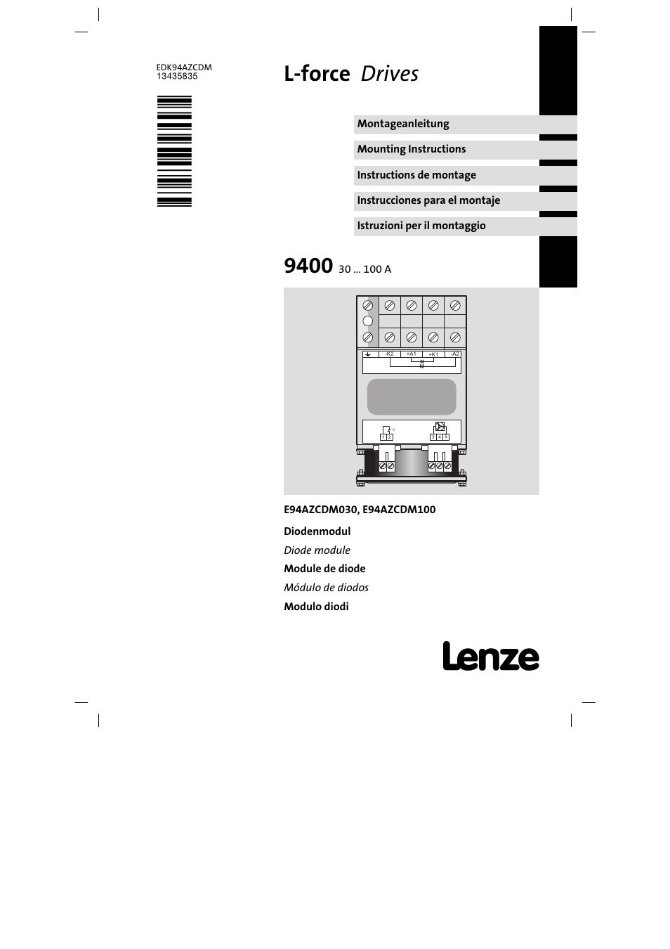 Lenze E94AZCDM100 User Manual | 72 pages