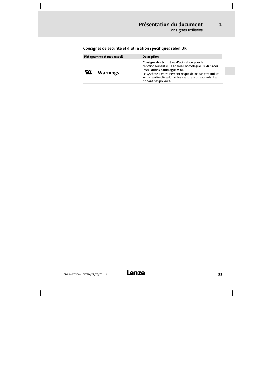 Lenze E94AZCDM100 User Manual | Page 35 / 72