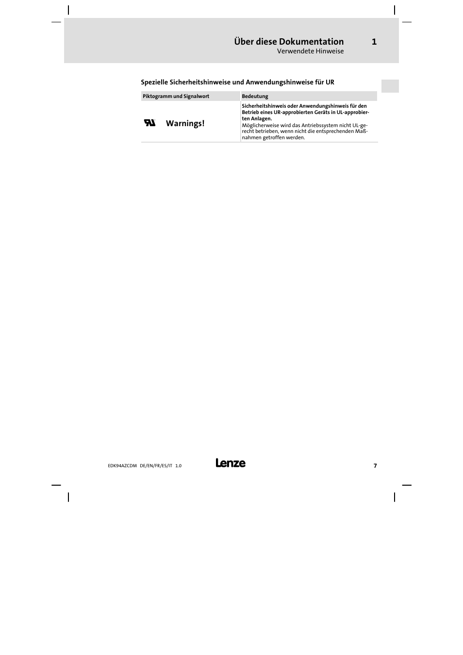 Lenze E94AZCDM100 User Manual | Page 7 / 72