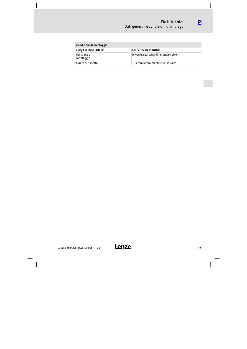 Lenze EZS3-xxxA200 Sinusoidal filter 180-480A User Manual | Page 67 / 74