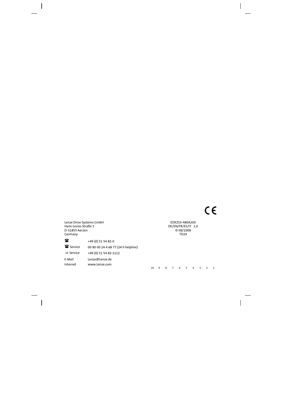Lenze EZS3-xxxA200 Sinusoidal filter 180-480A User Manual | Page 74 / 74