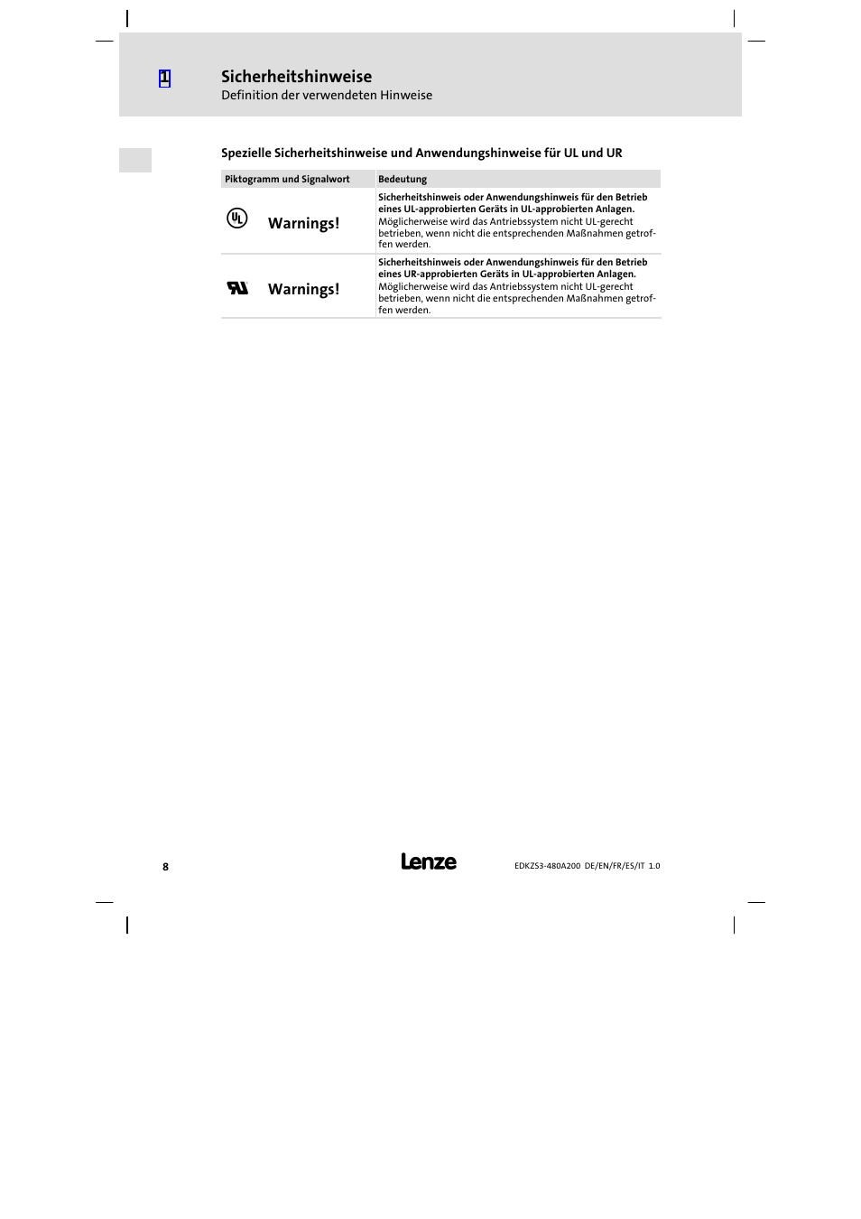 Lenze EZS3-xxxA200 Sinusoidal filter 180-480A User Manual | Page 8 / 74