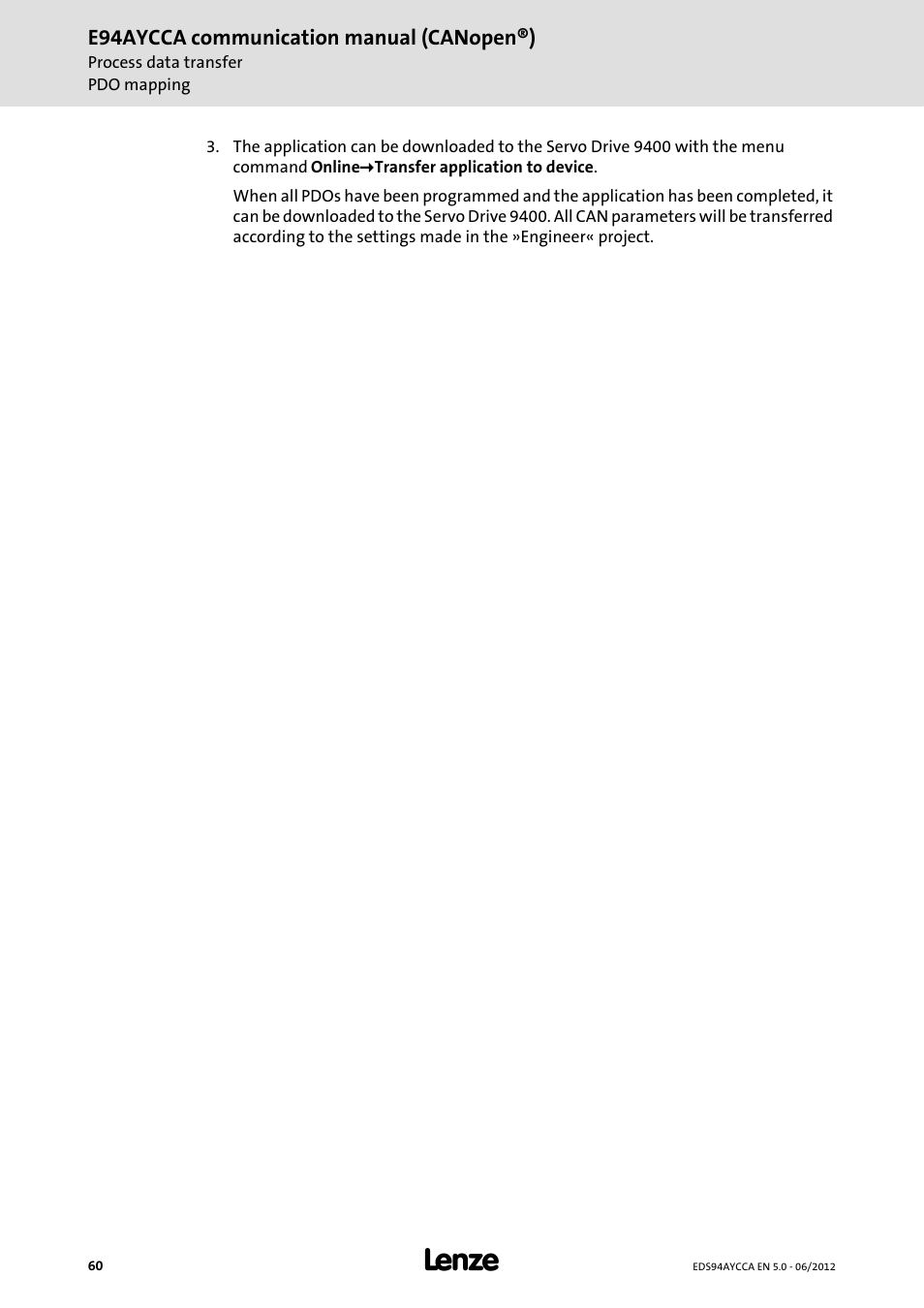 Lenze E94AYCCA User Manual | Page 60 / 188
