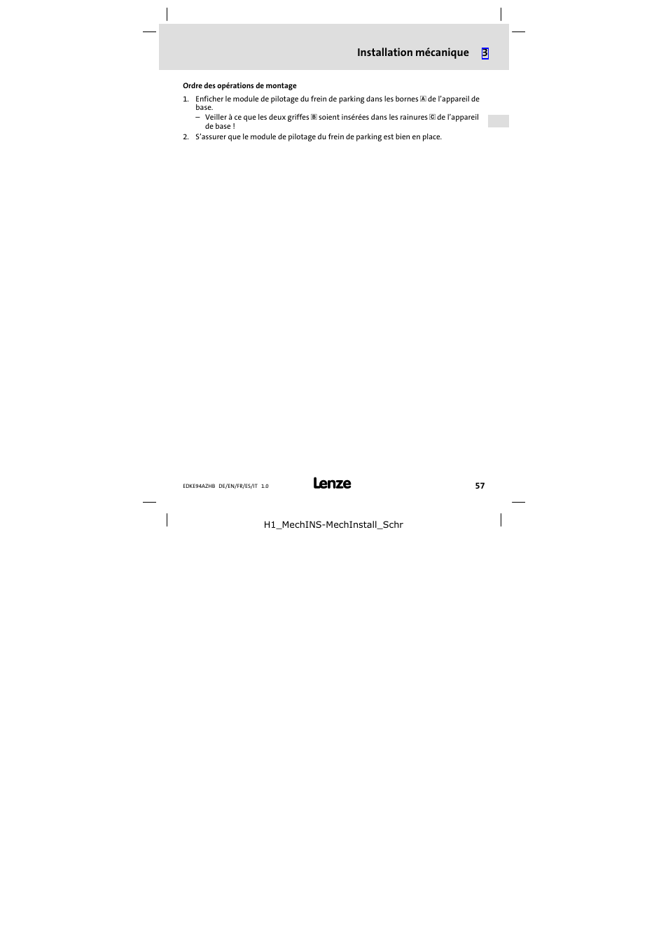 Installation mécanique 3 | Lenze E94AZHB0101 User Manual | Page 57 / 104