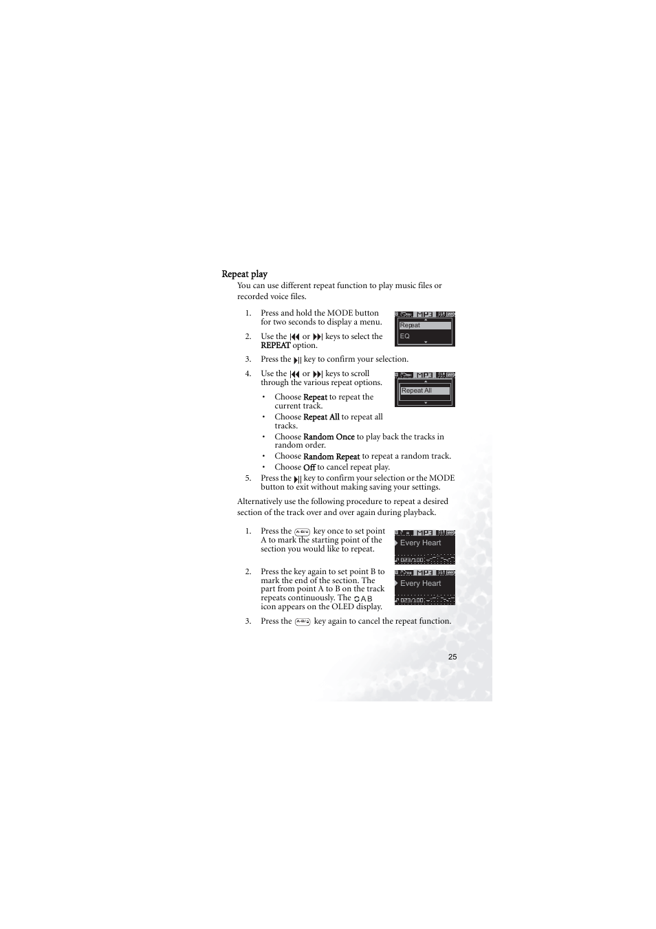 Repeat play | BenQ Joybee 180 User Manual | Page 31 / 64