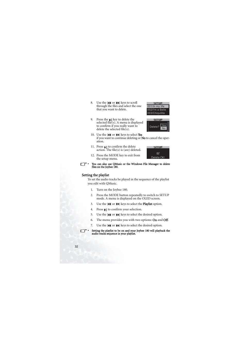 Setting the playlist | BenQ Joybee 180 User Manual | Page 38 / 64