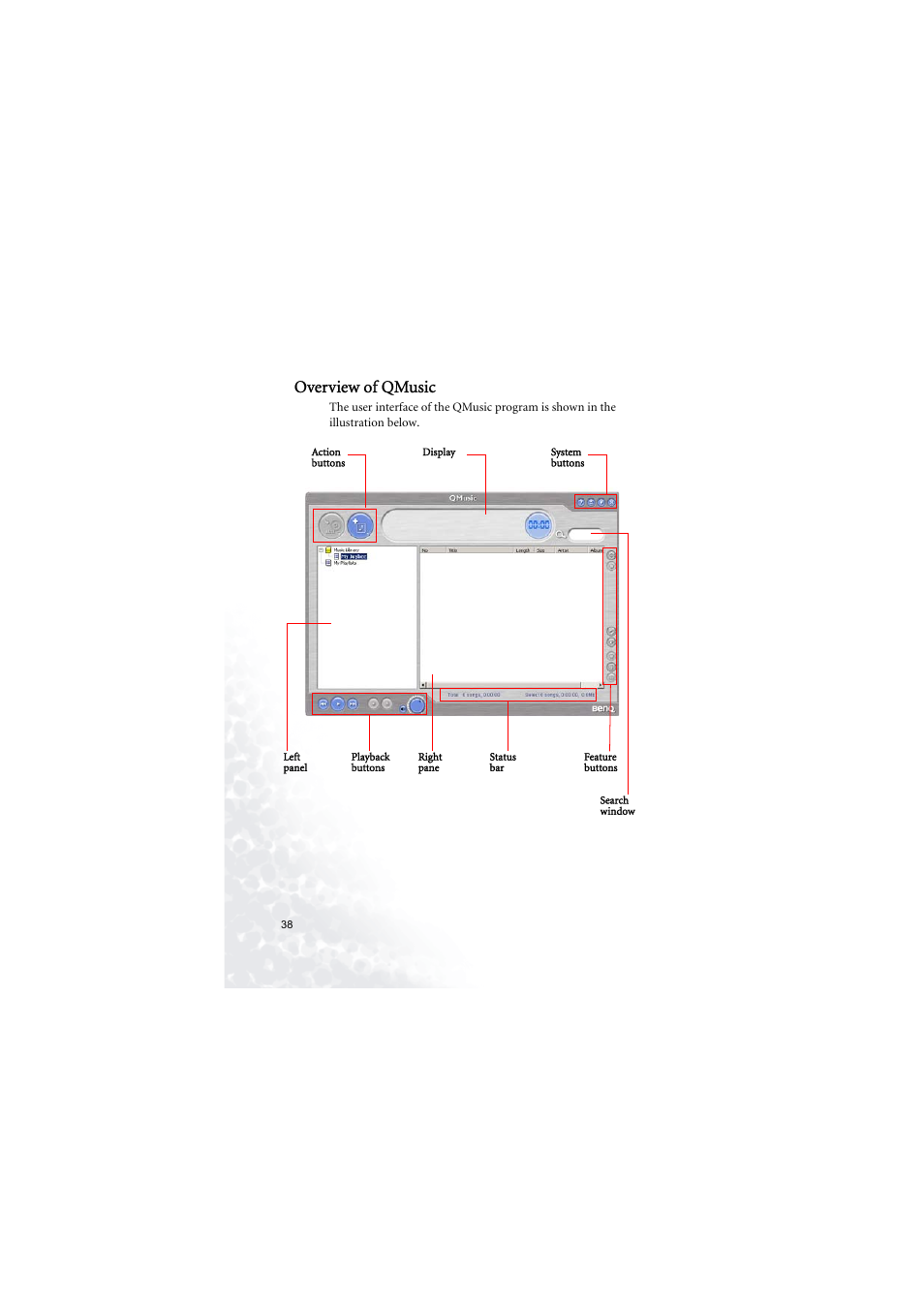 Overview of qmusic | BenQ Joybee 180 User Manual | Page 44 / 64