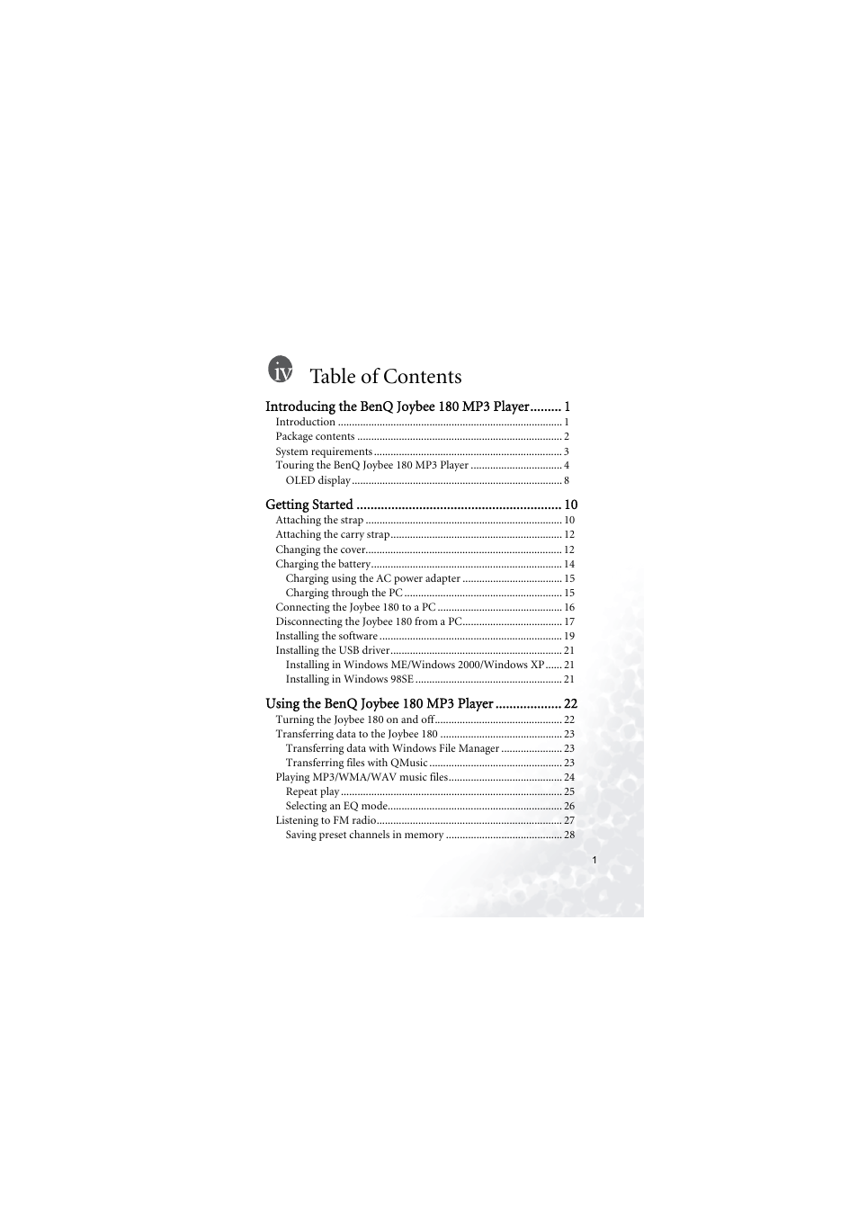 BenQ Joybee 180 User Manual | Page 5 / 64