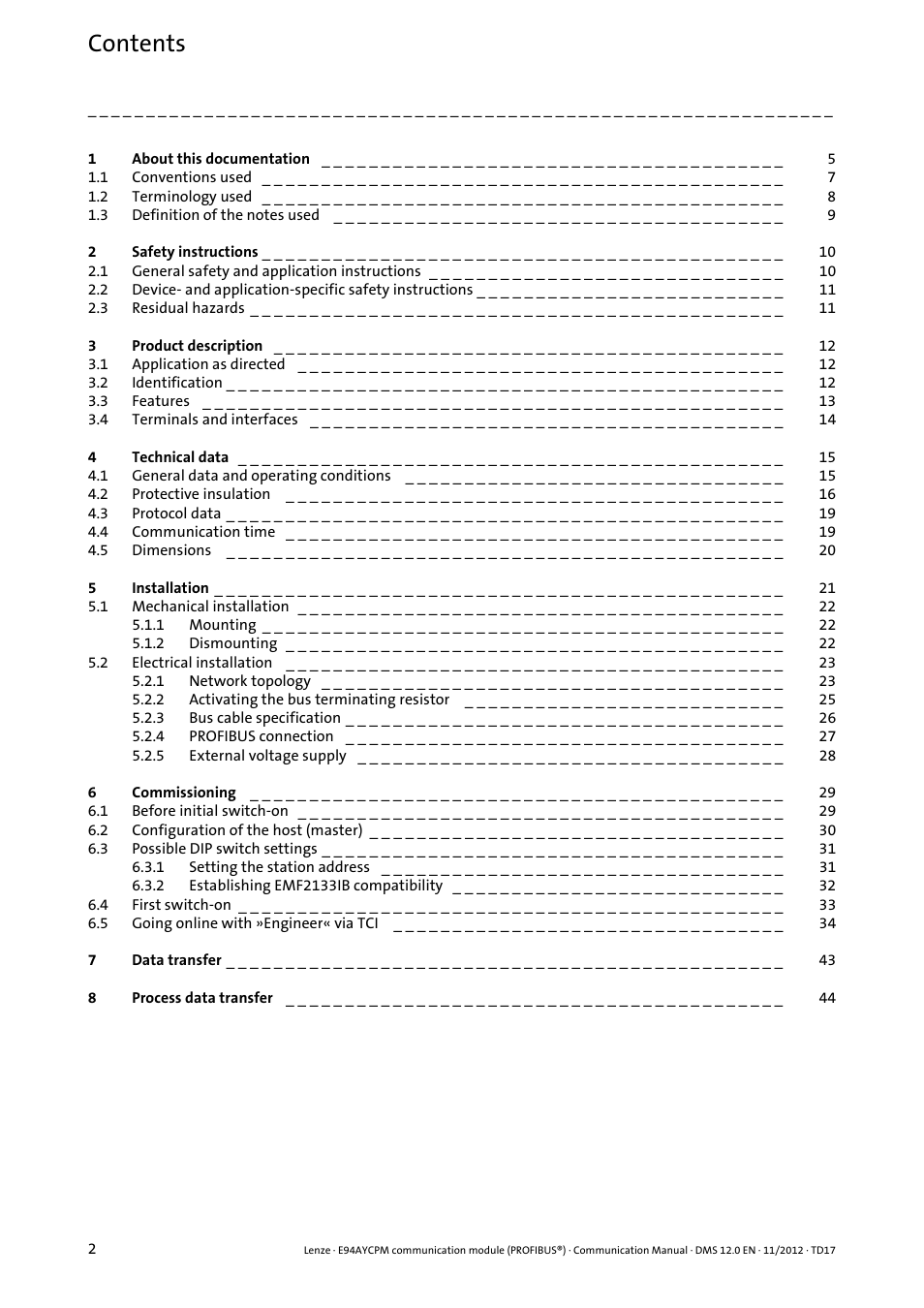 Lenze E94AYCPM User Manual | Page 2 / 125