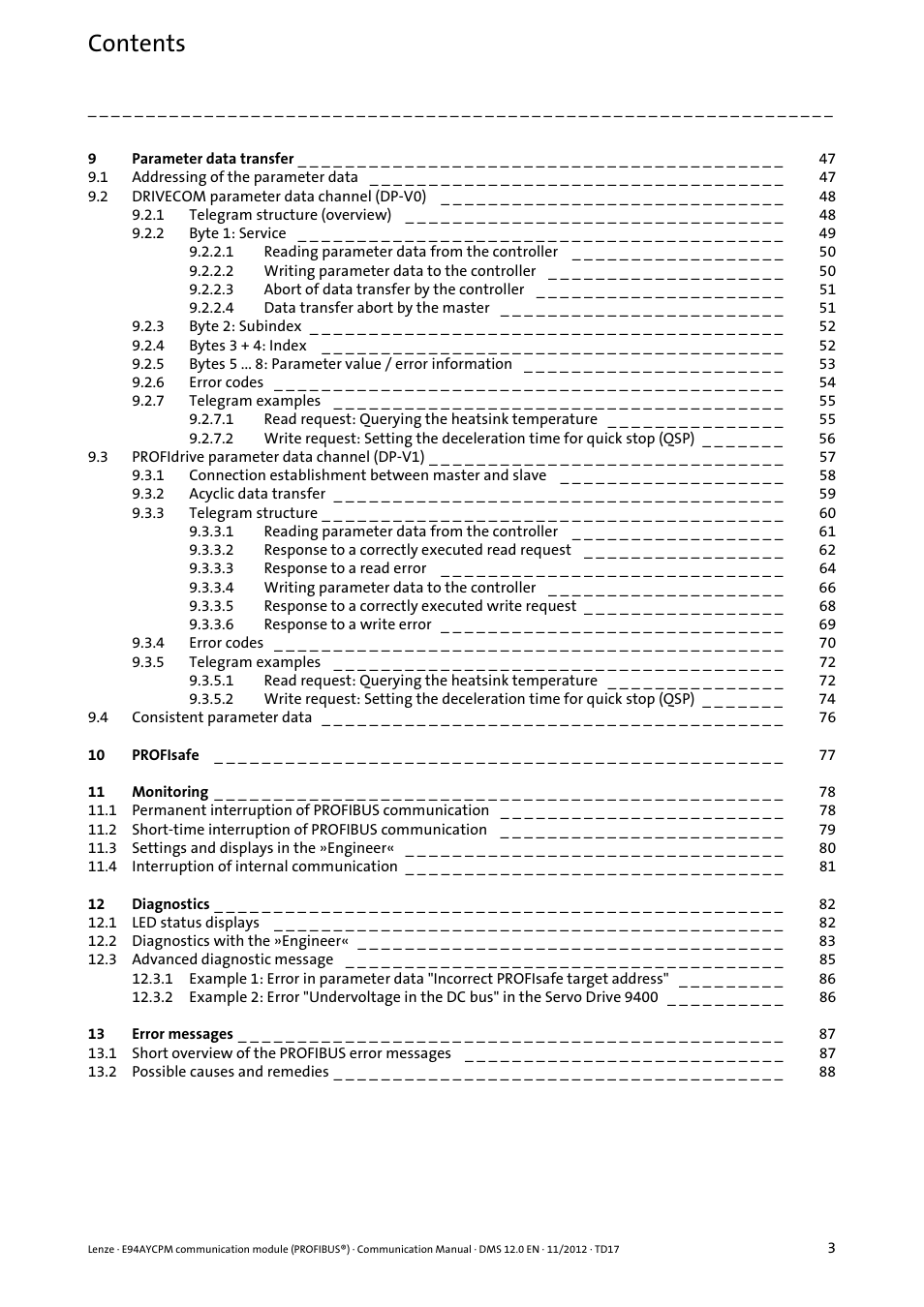 Lenze E94AYCPM User Manual | Page 3 / 125