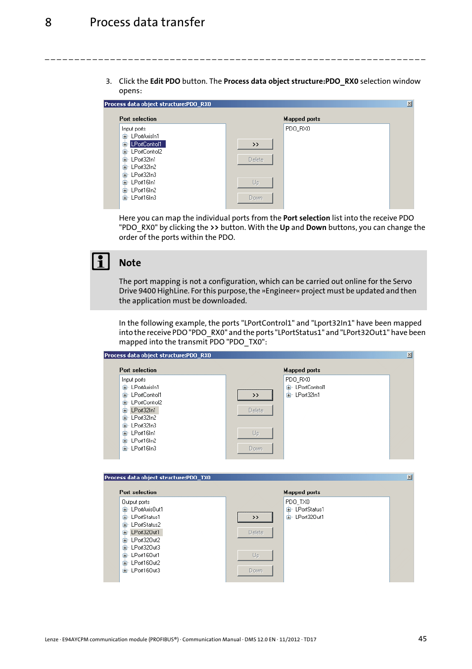 8process data transfer | Lenze E94AYCPM User Manual | Page 45 / 125