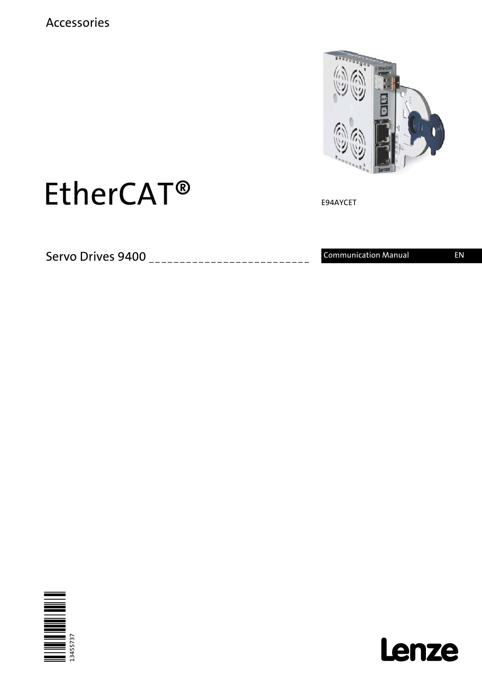Lenze E94AYCET User Manual | 140 pages