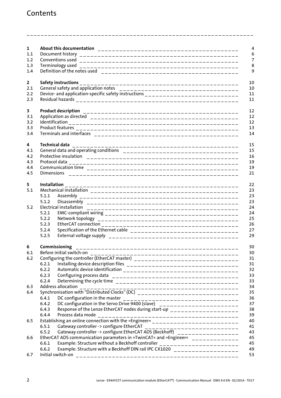 Lenze E94AYCET User Manual | Page 2 / 140