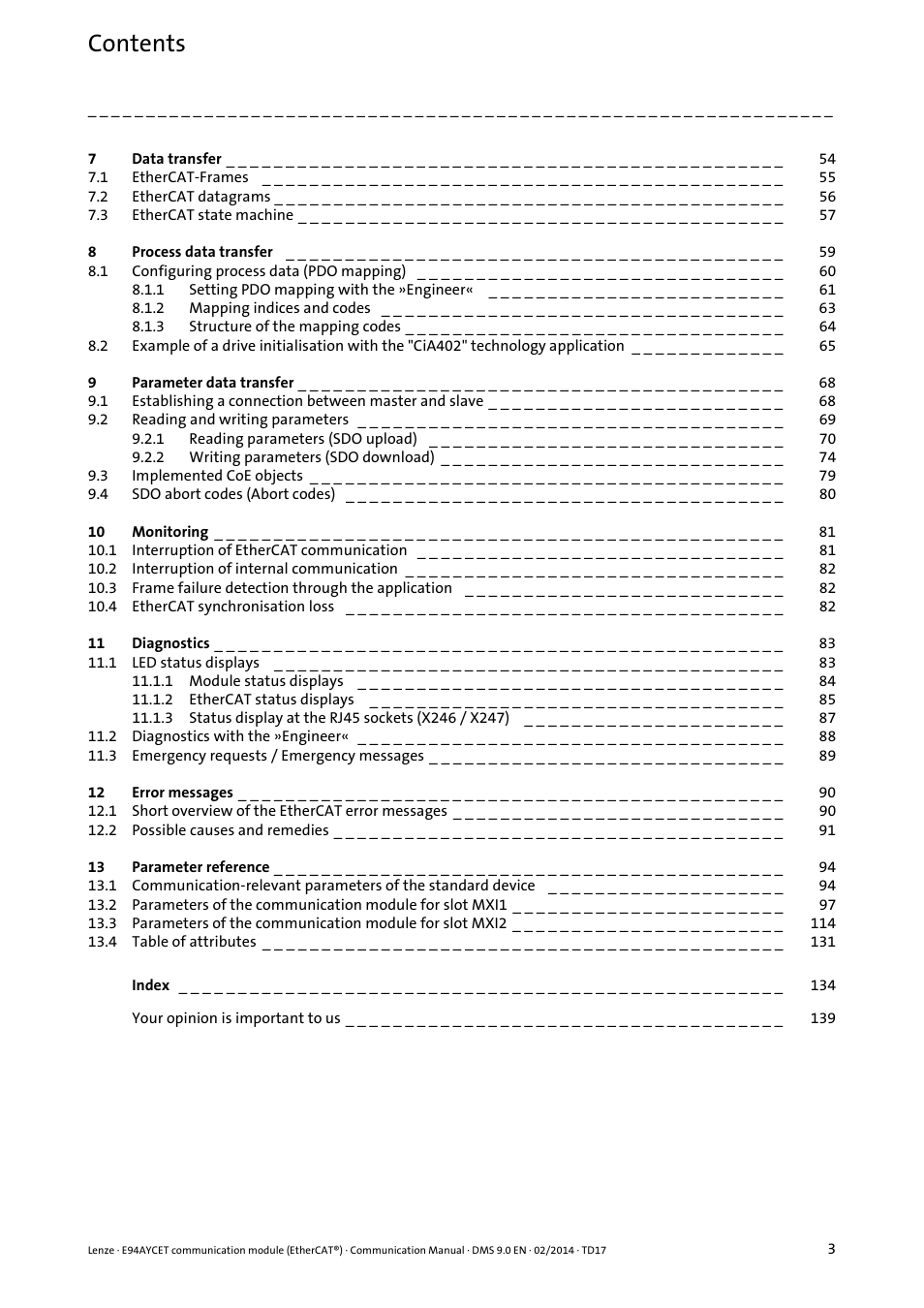 Lenze E94AYCET User Manual | Page 3 / 140