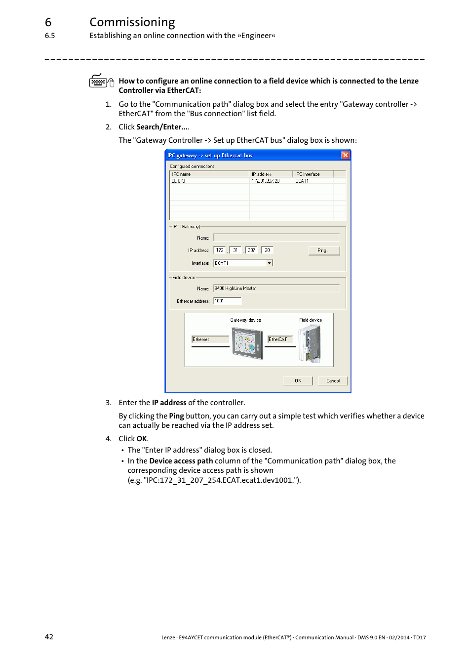 6commissioning | Lenze E94AYCET User Manual | Page 42 / 140