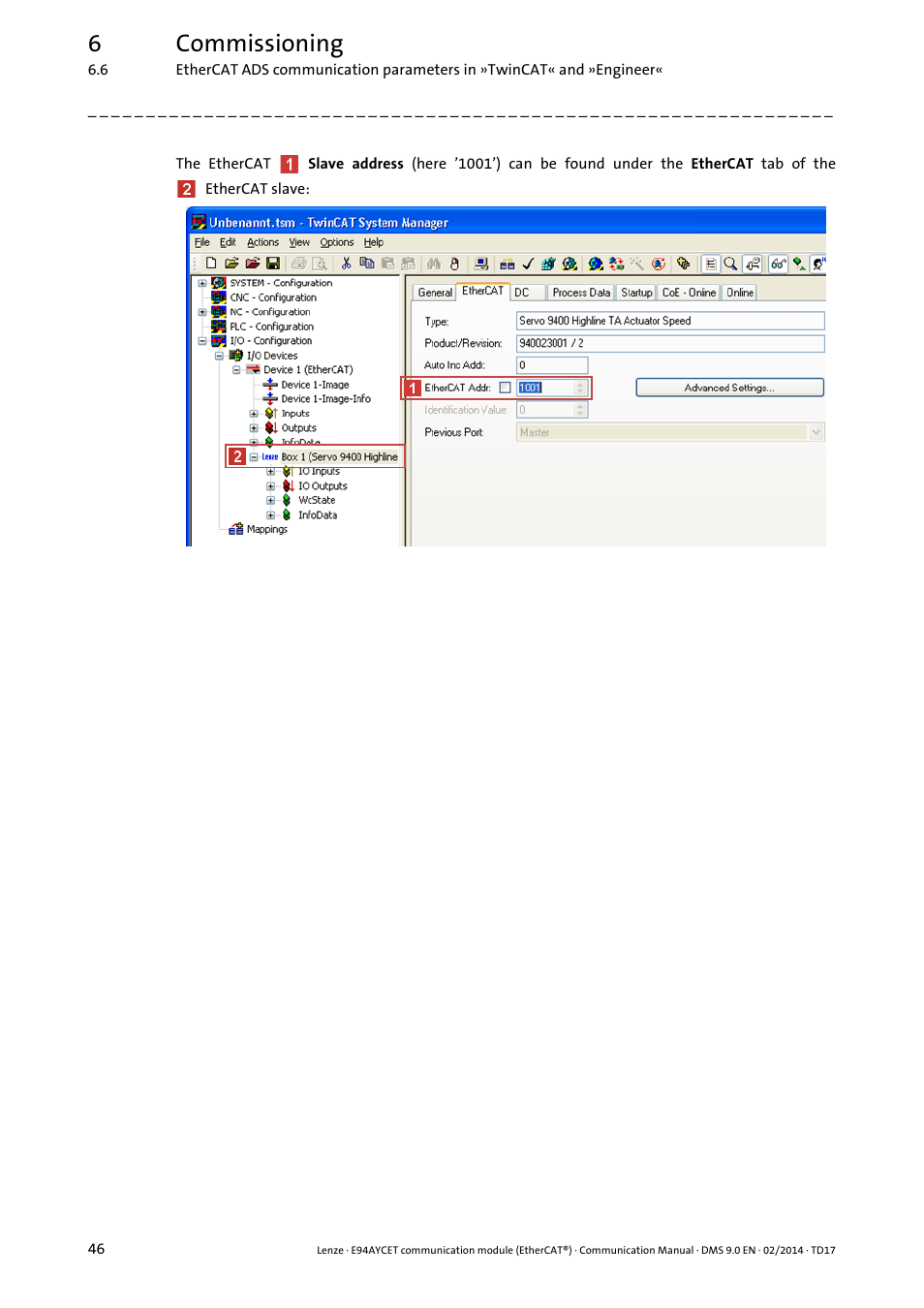 6commissioning | Lenze E94AYCET User Manual | Page 46 / 140