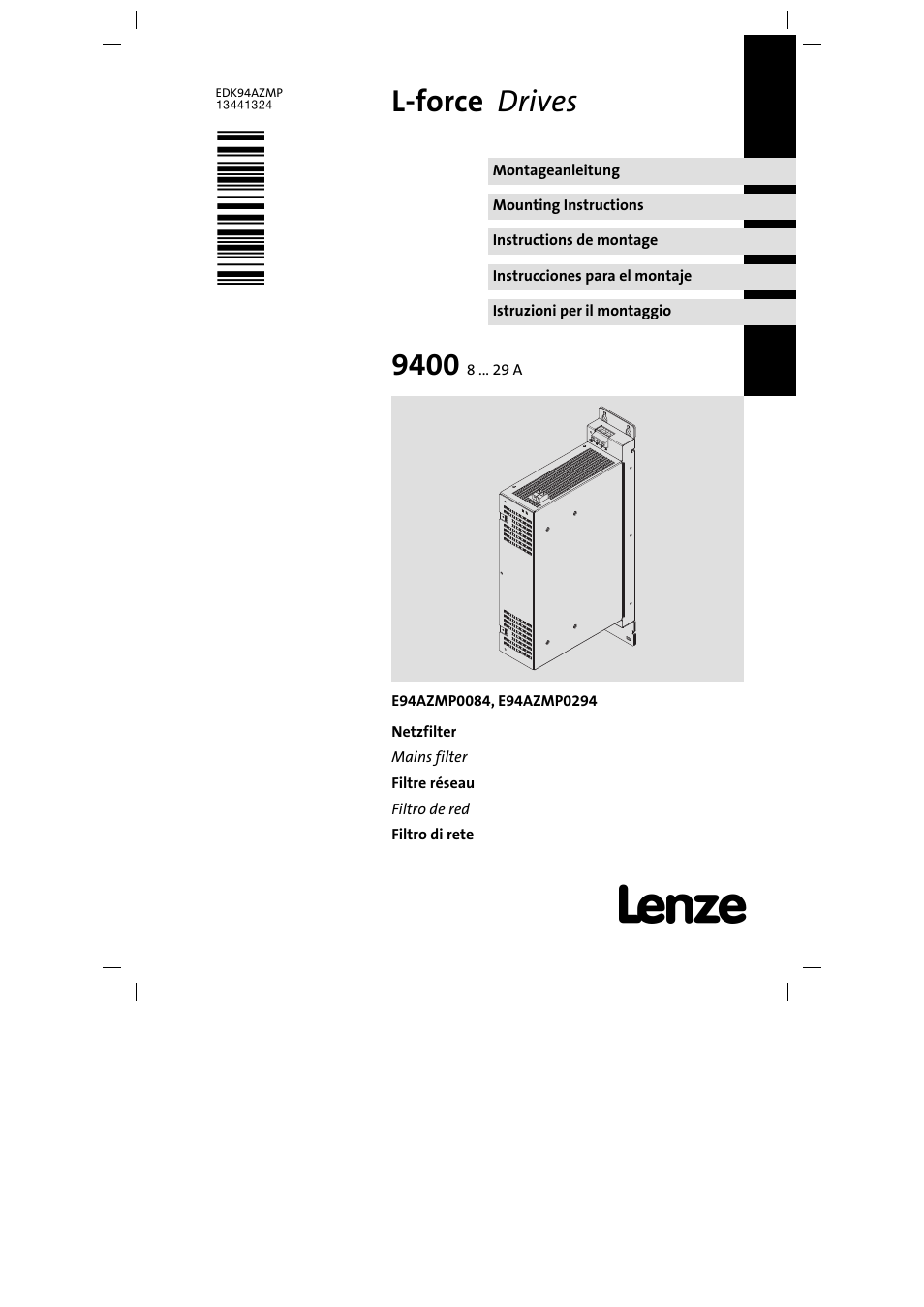 Lenze E94AZMP User Manual | 136 pages