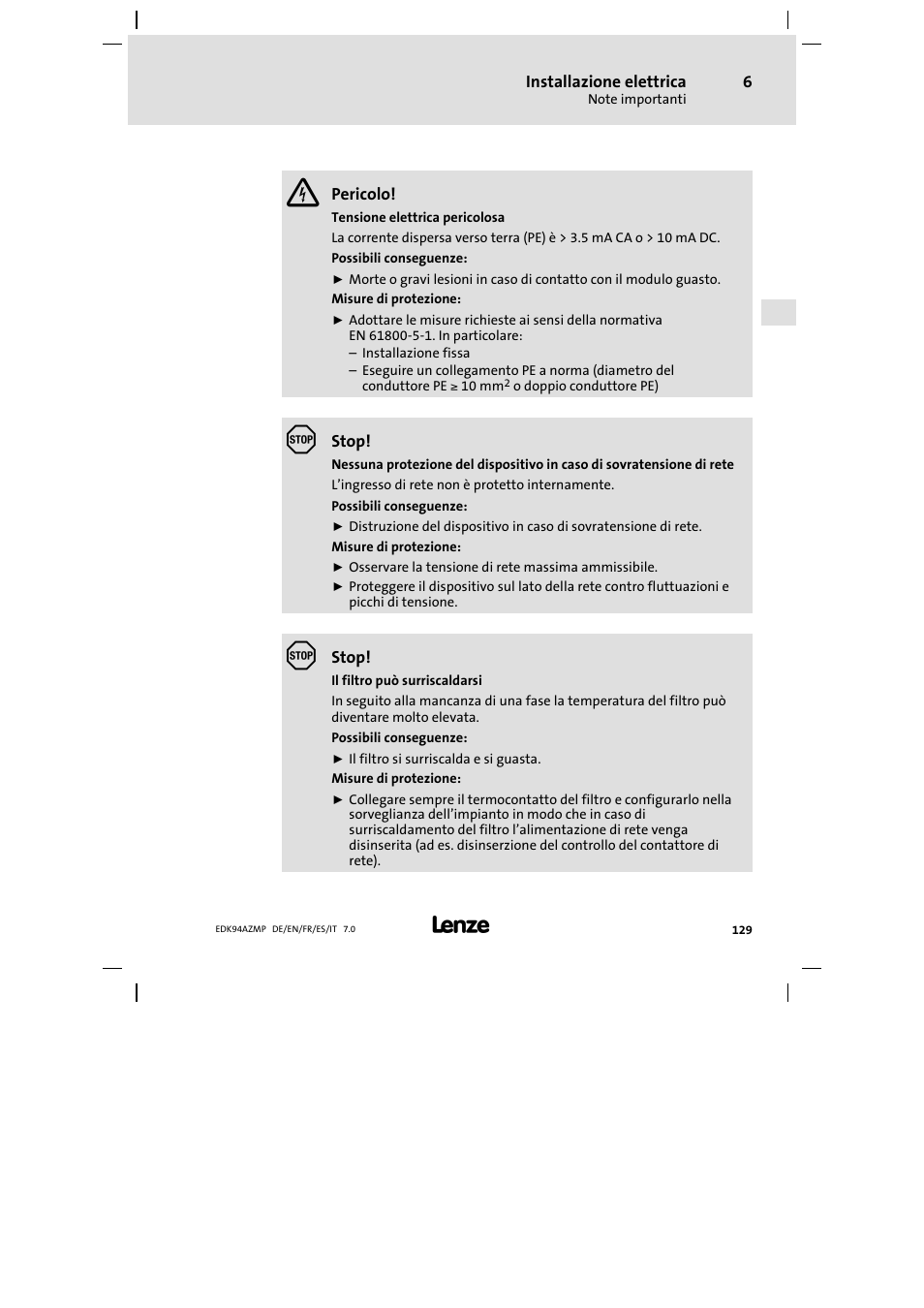 Lenze E94AZMP User Manual | Page 129 / 136