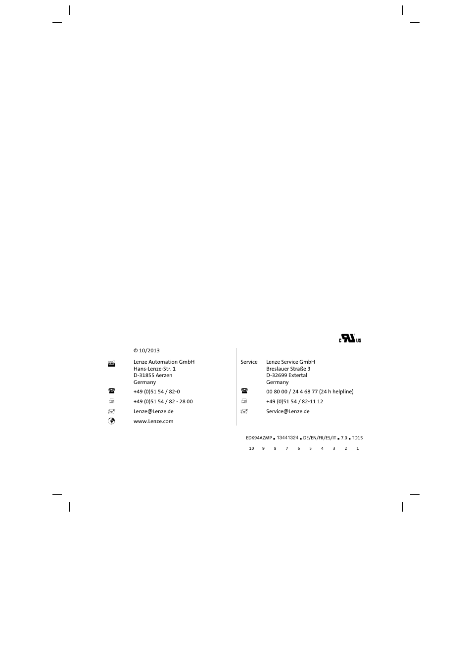 Lenze E94AZMP User Manual | Page 136 / 136