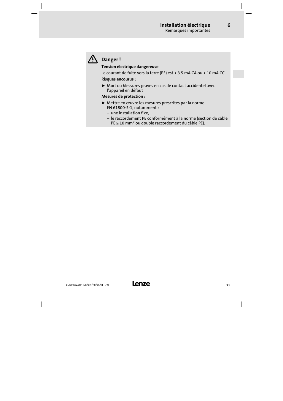 Lenze E94AZMP User Manual | Page 75 / 136