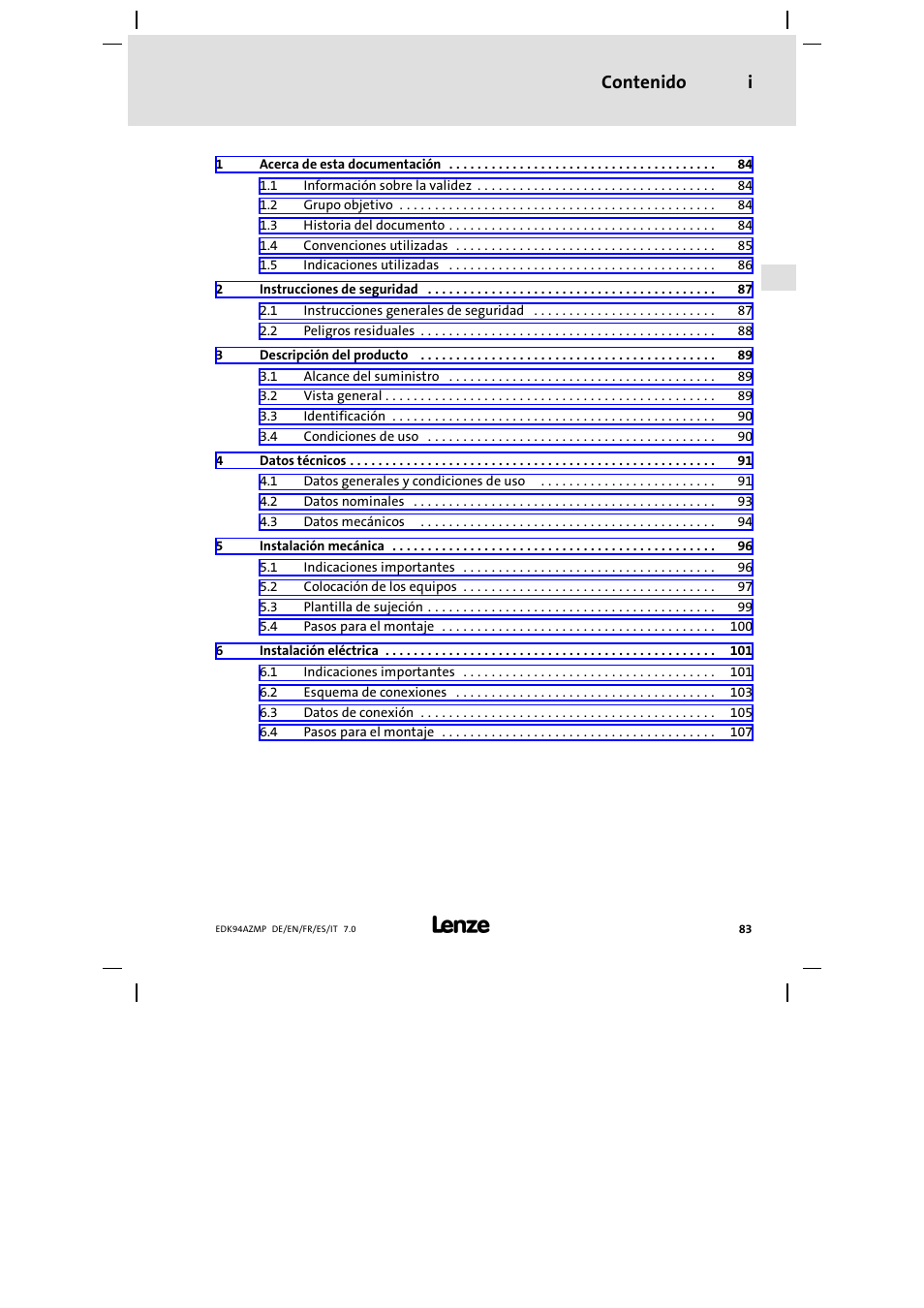 Lenze E94AZMP User Manual | Page 83 / 136