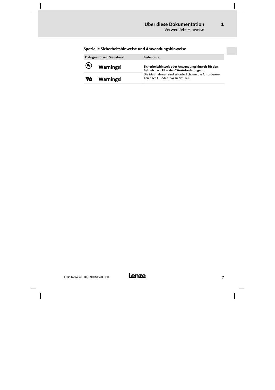 Lenze E94AZMP User Manual | Page 7 / 156