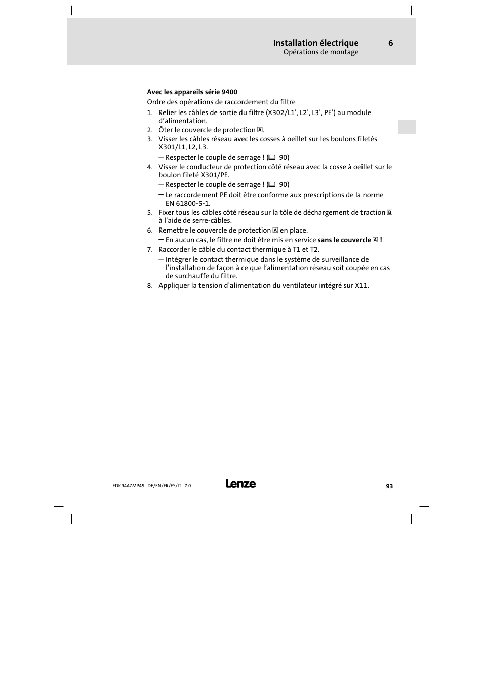 Lenze E94AZMP User Manual | Page 93 / 156