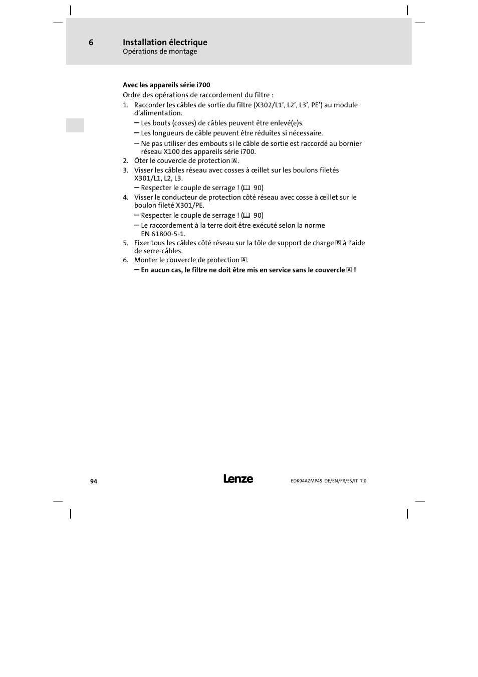 Lenze E94AZMP User Manual | Page 94 / 156