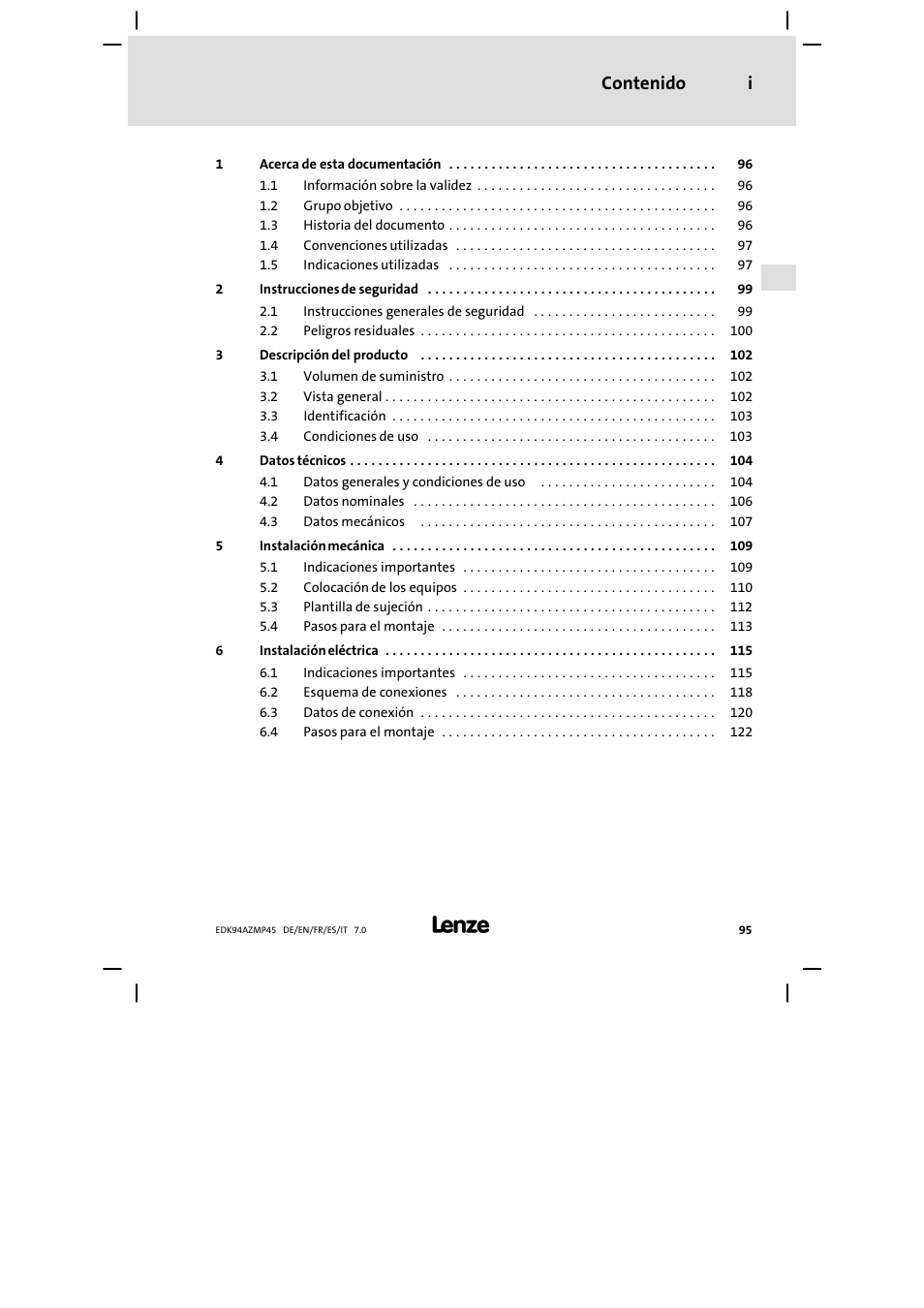 Lenze E94AZMP User Manual | Page 95 / 156