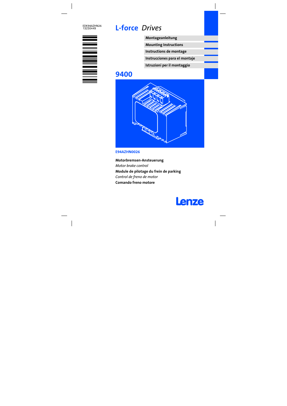 Lenze E94AZHN0026 User Manual | 104 pages