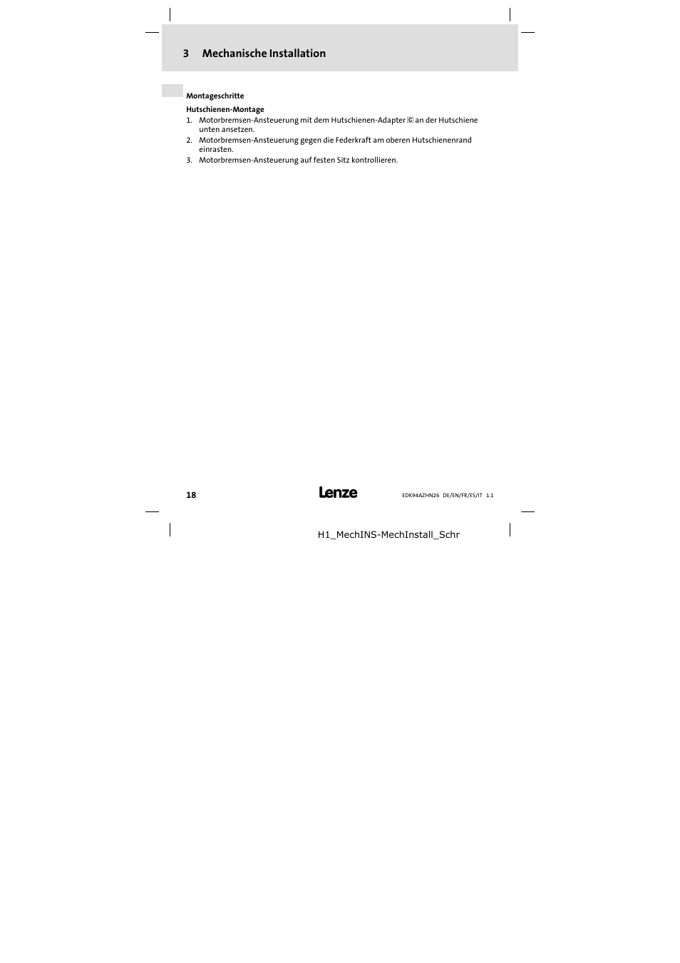 3 mechanische installation, Mechanische installation, 3mechanische installation | Lenze E94AZHN0026 User Manual | Page 18 / 104