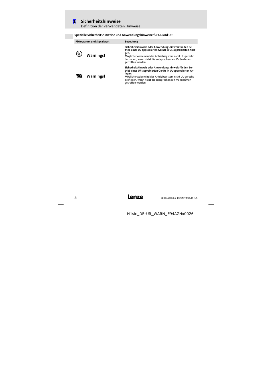 Lenze E94AZHN0026 User Manual | Page 8 / 104