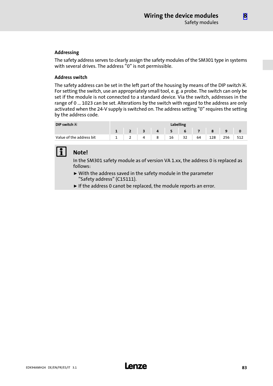 Wiring the device modules | Lenze E94AMHE User Manual | Page 83 / 214