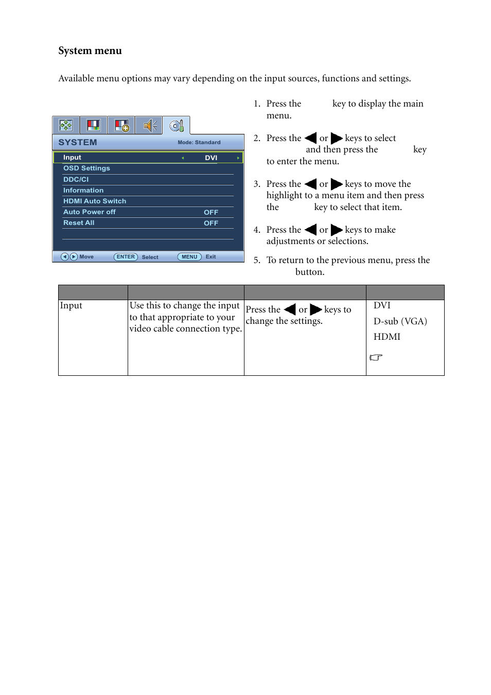 See also, System menu | BenQ LCD Monitor XL2410T User Manual | Page 36 / 40