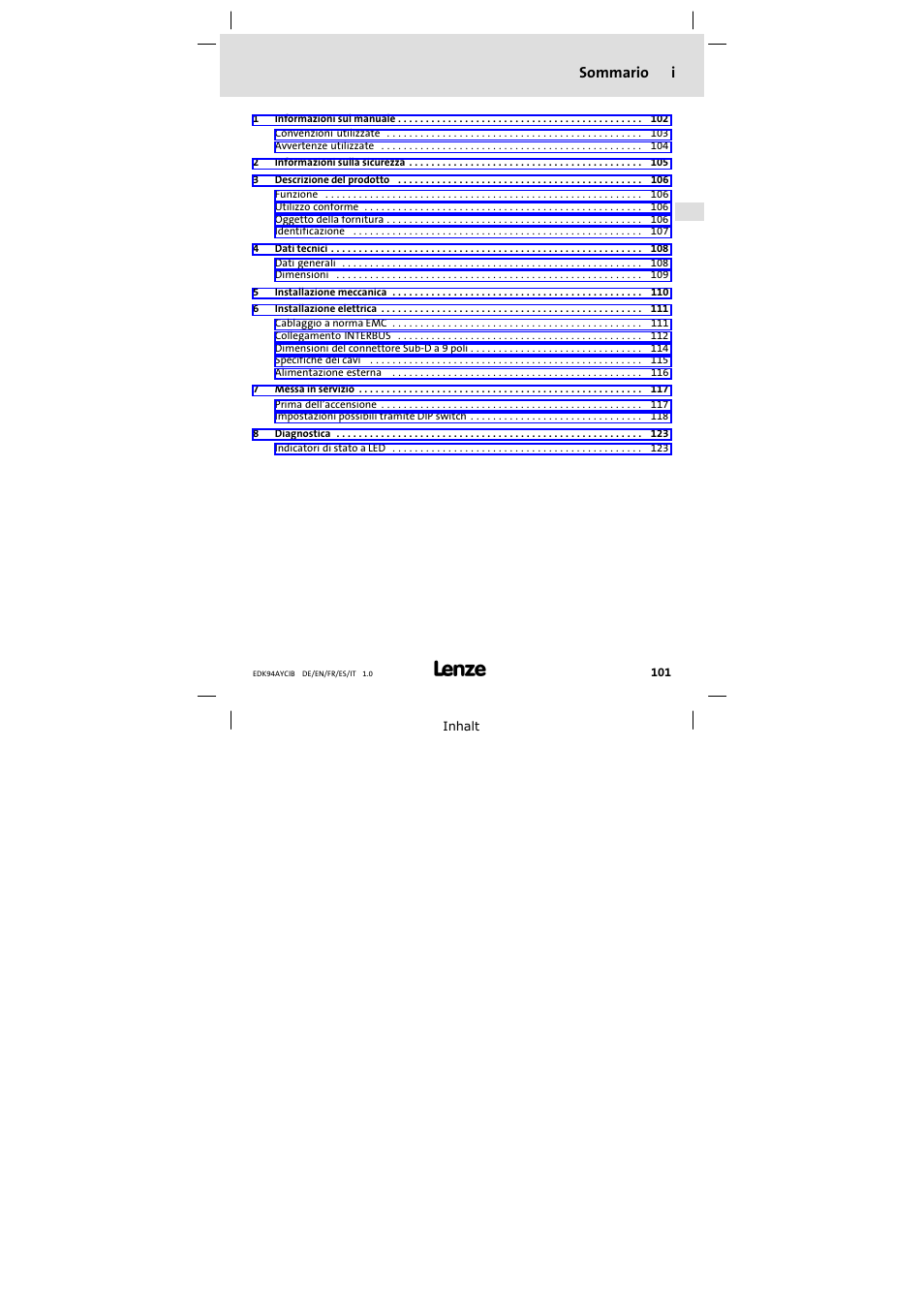 Lenze E94AYCIB User Manual | Page 101 / 124