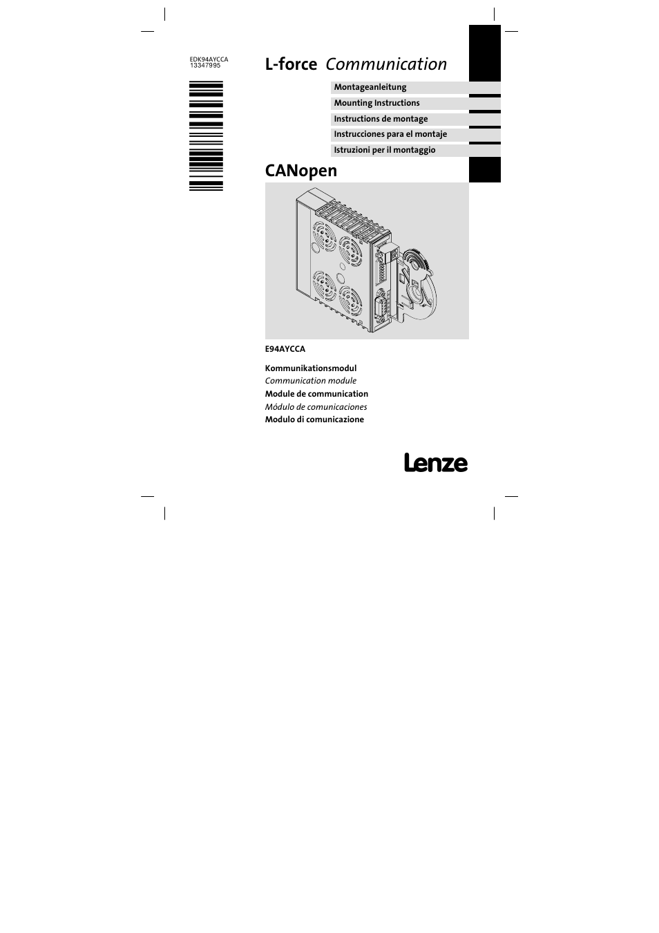 Lenze E94AYCCA User Manual | 114 pages