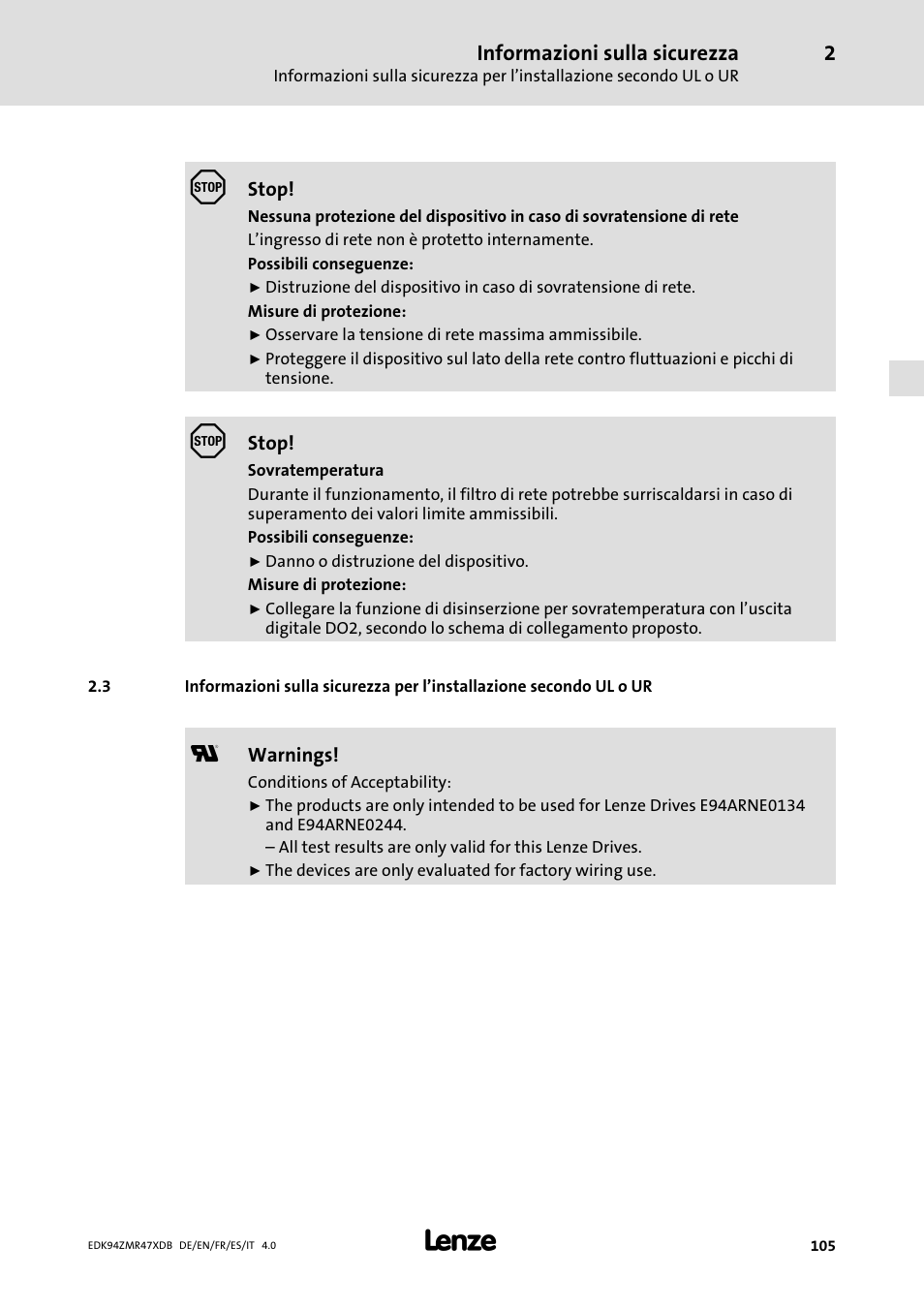 Lenze E94AZMR User Manual | Page 105 / 122