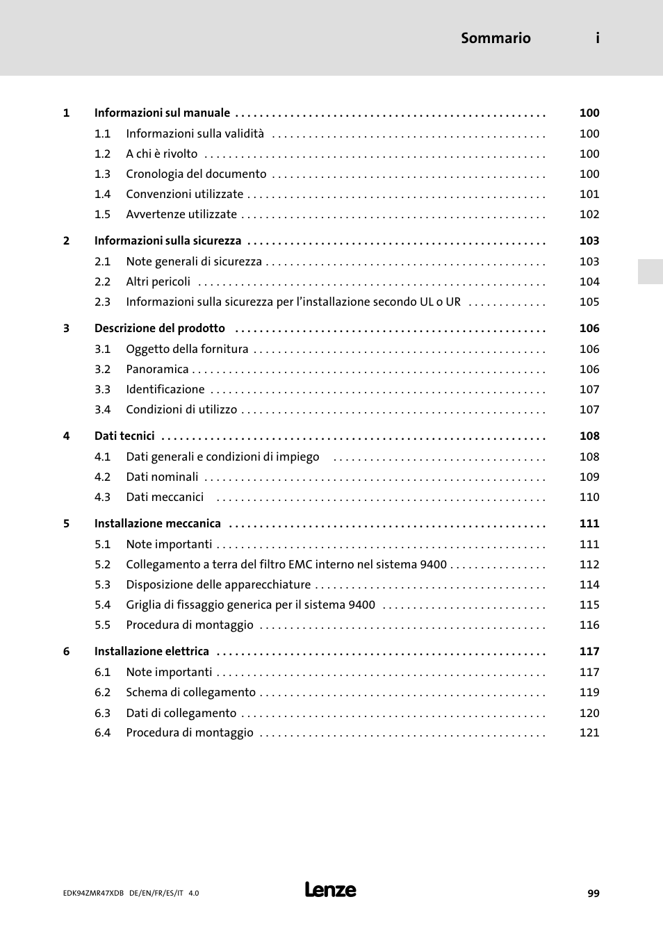 Lenze E94AZMR User Manual | Page 99 / 122