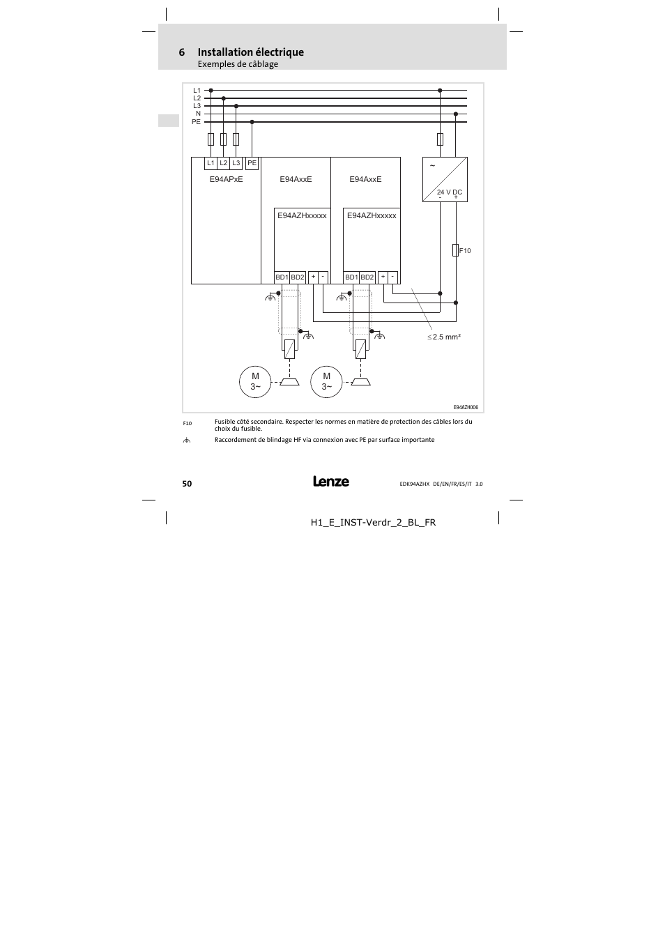 Lenze E94AZHX0051 User Manual | Page 50 / 88