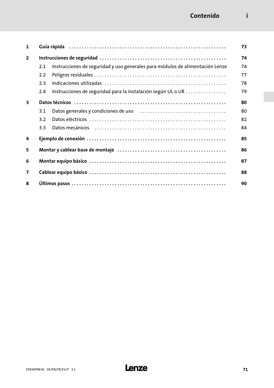 Lenze E94APNE User Manual | Page 71 / 114
