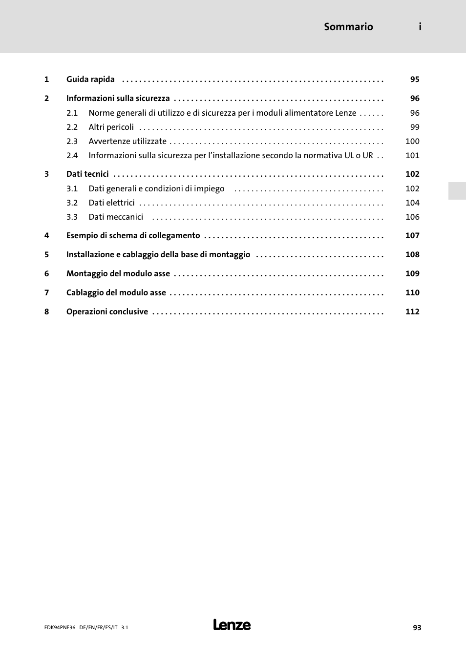 Lenze E94APNE User Manual | Page 93 / 114