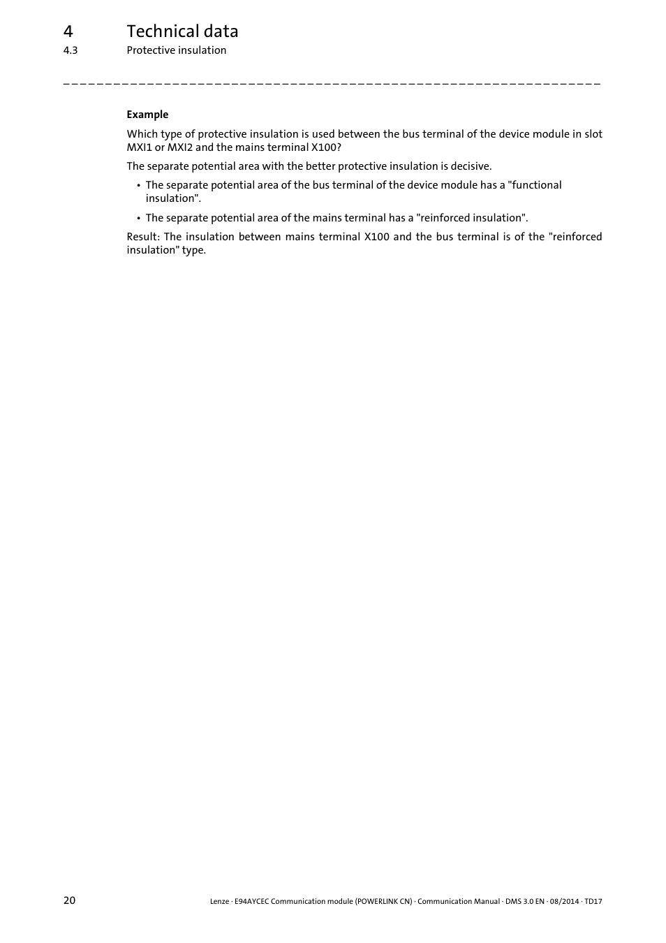 4technical data | Lenze E94AYCEC User Manual | Page 20 / 125