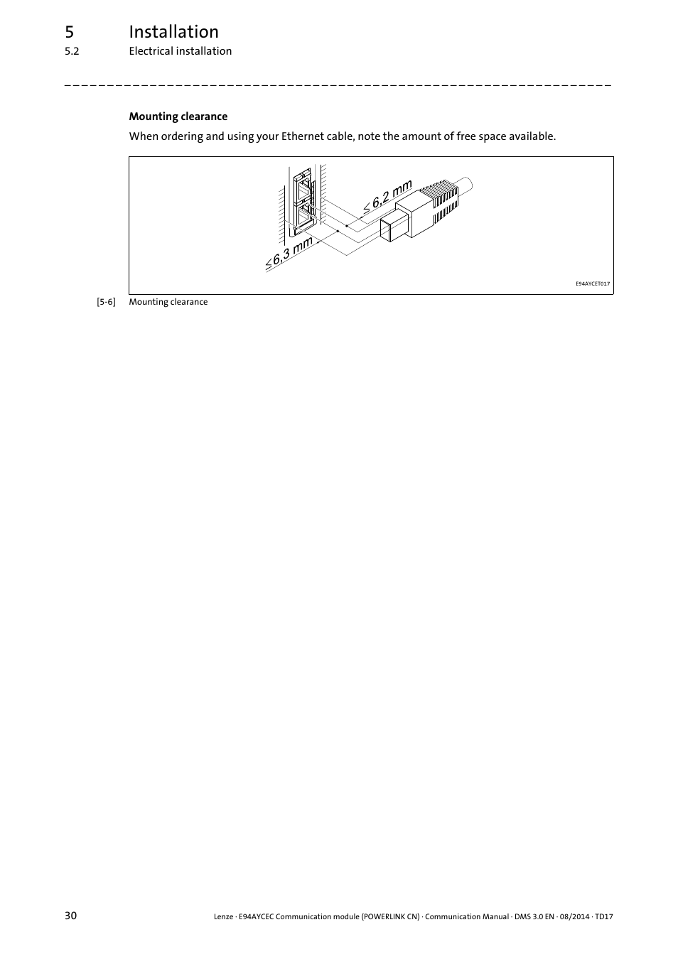 5installation | Lenze E94AYCEC User Manual | Page 30 / 125